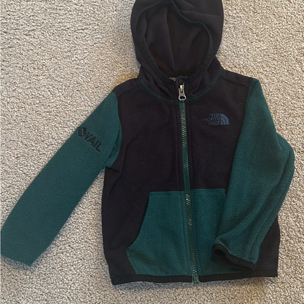 The North Face Green and Black Fleece Jacket with Hood